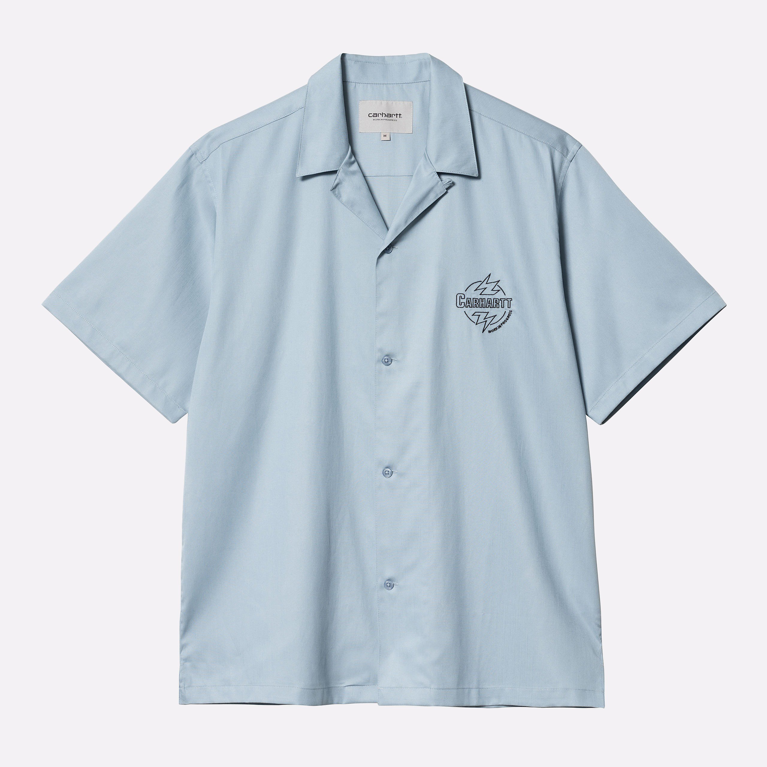 Мужская рубашка Carhartt WIP S/S Ablaze Shirt (I033690-misty sky/black)  - цена, описание, фото 1